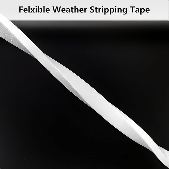 Weather Stripping Door Seal Strip, Strong Adhesive, Weatherproof, Reduce Noise, Gap Filler, Foam Insulation Tape for Doors and Windows (1/2 in x 1/8 in x 16 Ft), White