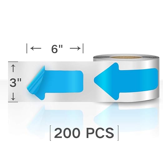 Arrow Floor Marking Sticker Sign - 200 PCS Blue Decal Tape 3"6"
