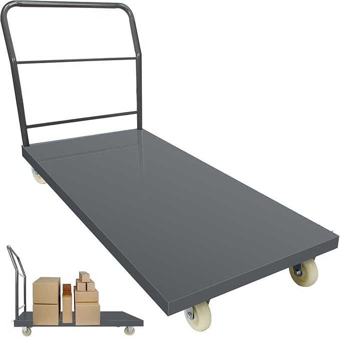 Heavy Duty Platform Truck Moving Flatbed Cart, 30"x60"Push Dolly, 2000 LBS Dolly Cart Flatform with Wheels and Handle, Steel Flatbed Cart for Luggage Moving, Shopping