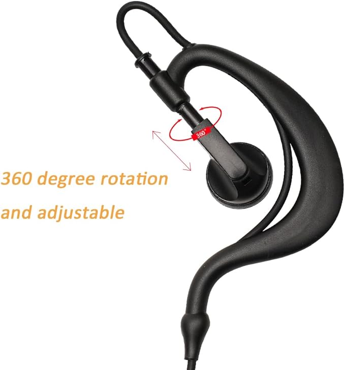 G Shape Headset with PTT Mic Compatible for Baofeng UV-5R BF-888S BF-F8HP BF-F9 Kenwood TK-3140 TK-2202 TK-3400 TK-3402 TK-3107 Two Way Radio 10Pack
