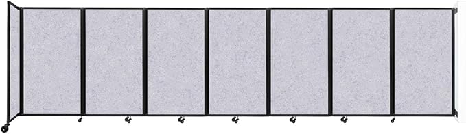 Versare Room Divider 360 Wall-Mounted Folding Partition | Locking Wheels | Temporary Room Separator | 19'6" x 5' Marble Gray SoundSorb Panels
