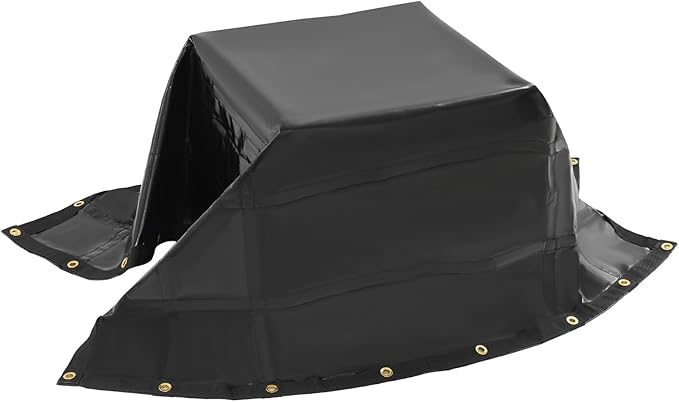 Heavy Duty Waterproof Tarp,63'' x 56.75'' Black Tarpaulin with Fixed D-Shaped Rings,Truck Tarpaulin,Emergency Rain Shelter Protective Cover,Multipurpose PVC Cargo Tarp for Firewood, Roof, Camping