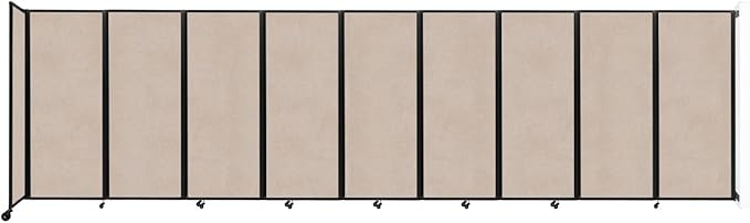 Versare Room Divider 360 Wall-Mounted Folding Partition | Locking Wheels | Temporary Room Separator | 25' x 6'10" Beige SoundSorb Panels