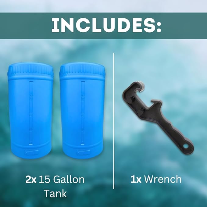 15 Gallon Water Storage Tank - 2 Tank- Water Storage for Emergencies - Durable, Reusable, Portable, BPA Free, Food Grade Plastic - Emergency Zone