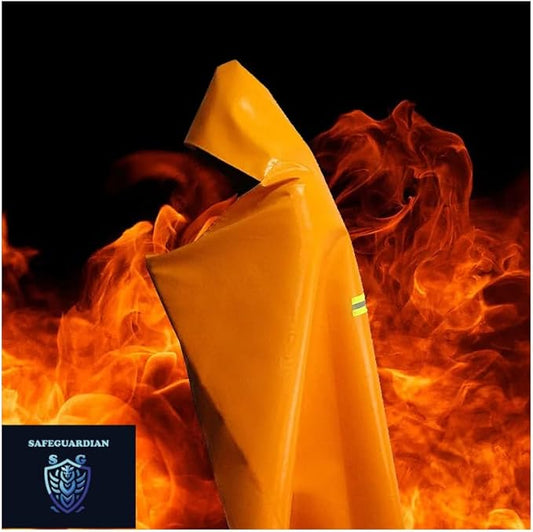 Fireproof Blanket Fire Cloak | Hooded Fire Blanket | Emergency Fire Blankets For Full Body | Emergency Fire Escape Hooded Cape with Reflective Strips | Heat Resistant Up to 1100°F | 65*61