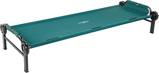 Disc-O-Bed Large Outdoor Modular 1 Person Single Camping Cot Portable Bed for Adults, Sleep Solution for Tents, Green