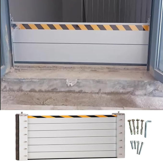 Flood Protection Barriers 3/4/5/6/7/8/9/10/11/12/13/14/15/16/17/18ft Reusable Detachable Aluminum Flood Panel Shield Flood Protection Dam Beam System Alternative Sandbag(H 3.9ft(120cm),17.5ft(