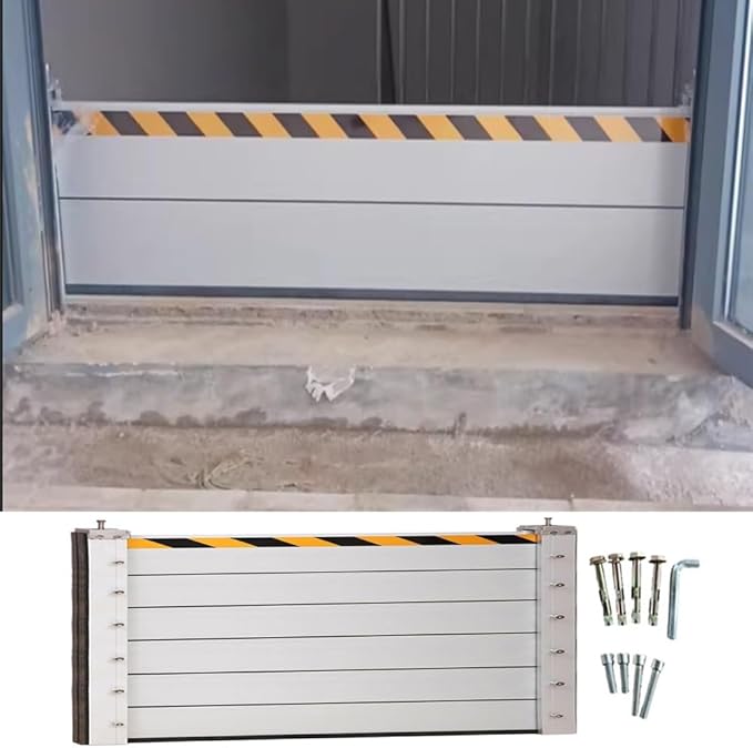 Flood Protection Barriers 3/4/5/6/7/8/9/10/11/12/13/14/15/16/17/18ft Reusable Detachable Aluminum Flood Panel Shield Flood Protection Dam Beam System Alternative Sandbag(H 3.9ft(120cm),7.5ft(2