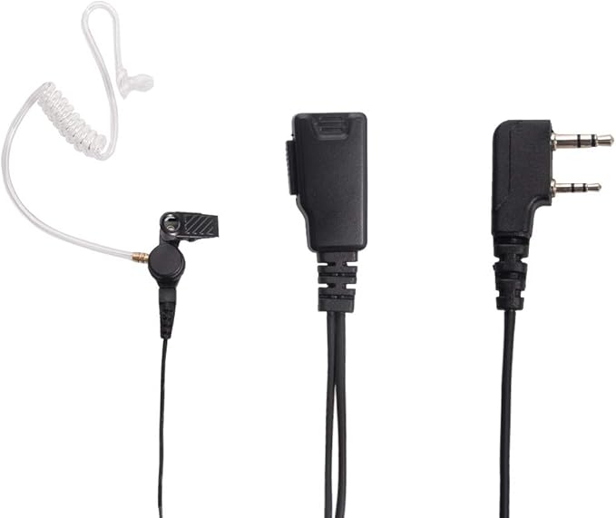 Walkie Talkie Earpiece Headset with Mic PTT for Kenwood Puxing Wouxun Hytera Two Way Radio 2 pin with Nipple Covert Acoustic Tube，2 Pack