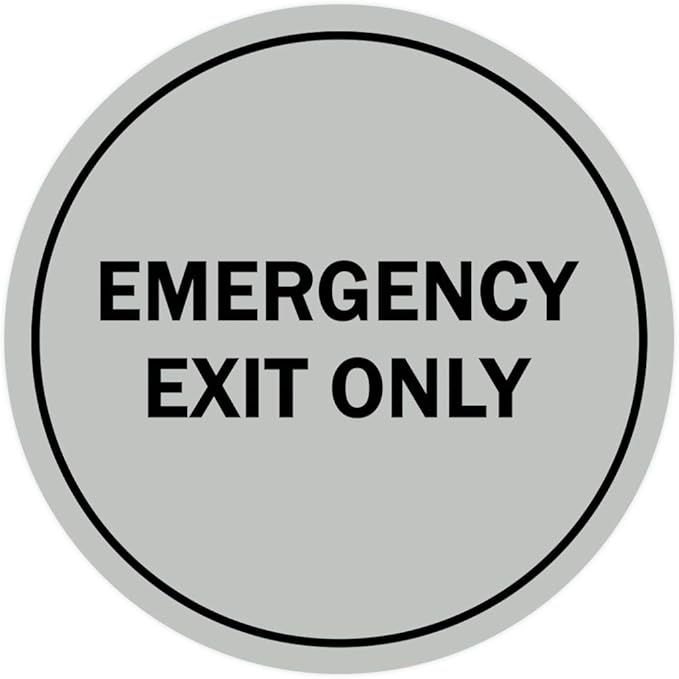 Signs ByLITA Circle Emergency Exit Only Sign (Lt Gray) - Medium 1 Pack