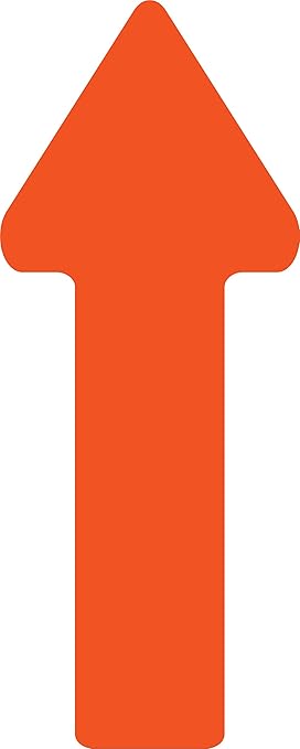 5S Location Marking Arrow- Durable Laminated LSE (Low Surface Energy) Arrow Shaped Floor Marker by Graphical Warehouse- 5S Safety and Security Signage (10x3.5", Orange, 100)