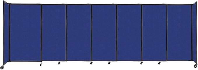 Versare Straightwall Sliding Portable Wall Partition | Freestanding Office Dividers | Locking Wheels | Temporary Room Separator | 15'6" Wide x 5' Tall Blue SoundSorb Panels