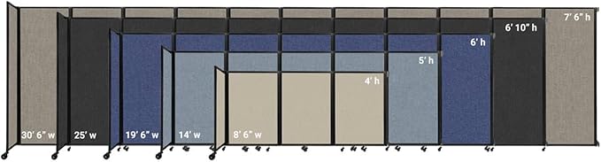 Versare Room Divider 360 Wall-Mounted Folding Partition | Locking Wheels | Temporary Room Separator | 14' x 6' Black SoundSorb Panels