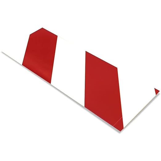 Mighty Line Floor Marking Tape Strips for Safety, Caution, Warning, Heavy-Duty, Peel and Stick, Adhesive, Industrial Quality, White and Red Hazard, 4" by 10"