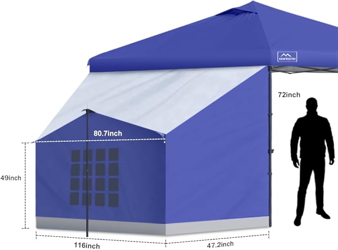 KAMPKEEPER Side Tent,Camping Tent for 10' x 10' Pop Up Canopy, Easy Set Up Gazebo,Compatible with 10' Wide Canopy Tents（Blue）
