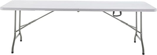 BTEXPERT 8-Foot - 96" Long White Plastic Folding Table Portable 30" Wide, 29" High, Indoor Outdoor Events Banquet Dining Party Patio