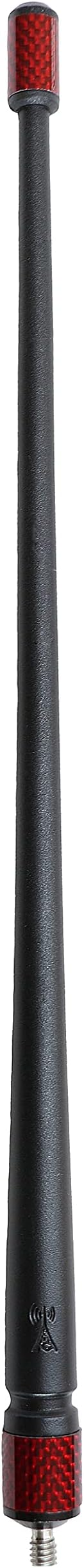 Votex - The Spartan - 13 3/4 Inch Short Flexible Rubber Antenna - Red Carbon Fiber Trim - Tuned Internal Copper Coil - Part Number A601-FUB-15