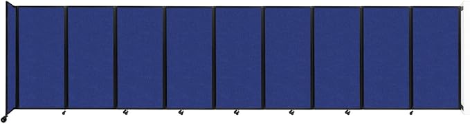 Versare Room Divider 360 Wall-Mounted Folding Partition | Locking Wheels | Temporary Room Separator | 25' x 6' Blue SoundSorb Panels