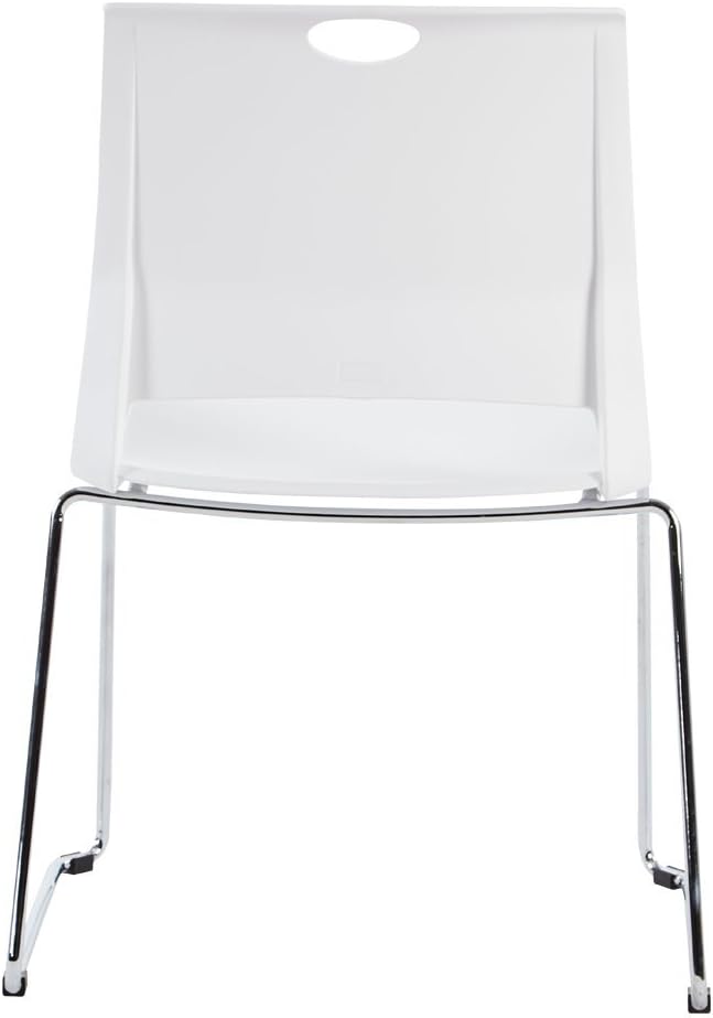 Sidanli White Plastic Stackable Chairs-(Set of 4)
