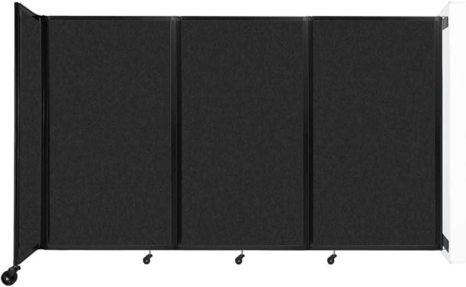 Versare Room Divider 360 Wall-Mounted Folding Partition | Locking Wheels | Temporary Room Separator | 8'6" x 5' Black SoundSorb Panels