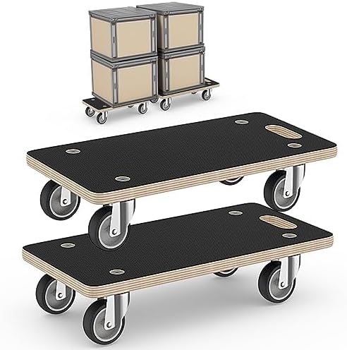 Wood Platform Dolly 4 Wheels Heavy Duty Furniture Mover Dolly 550 Lbs Capacity (2 Packs) Christmas Edition Color Family Trolley Specification
