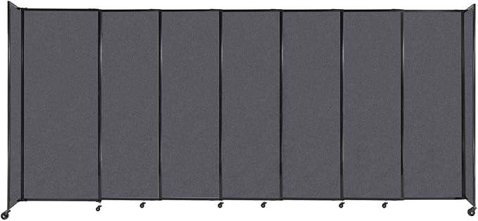 Versare Straightwall Sliding Portable Wall Partition | Freestanding Office Dividers | Locking Wheels | Temporary Room Separator | 15'6" Wide x 6'10" Tall Dark Gray SoundSorb Panels