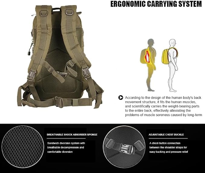 Small Tactical Backpack Military Daypack - 30L Backpack for Men Molle Assault Pack Bug Out Bag for Hiking Camping Travel Army Hunting Rucksack Trekking (Green)