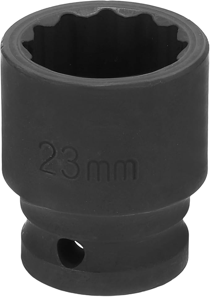 HARFINGTON 12-Point Impact Socket 1/2 Inch Drive 23mm Metric Cr-V Shallow Impact Socket Nut Driver Wrench for Auto Repair
