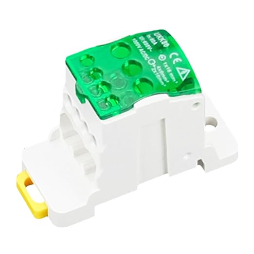 DIN Rail Distribution Box,690V 80A Positions Screw Terminal Block Junction Box Breaker Box Circuit Breaker Distribution Box for Various Power Distribution Needs (Green, 80A)