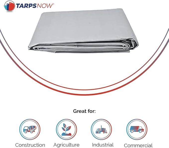 Heavy Duty Waterproof Tarp 6x8 | 12 Mil Thick Silver Poly Tarpaulin with Aluminum Grommets | Large Outdoor Weatherproof Cover for Roof, Landscaping | UV Resistant Tarp with Reinforced Edges