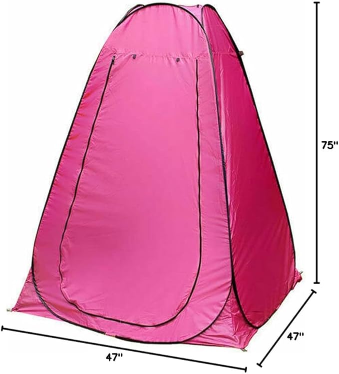 Portable Pop Up Privacy Shower Tent - Spacious Changing Room - Portable Outdoor Camping Bathroom Toilet Changing Dressing Room Sun Sunshade Canopy Outdoor Rain Shelter Hiking, Beach, Toilet (Pink)