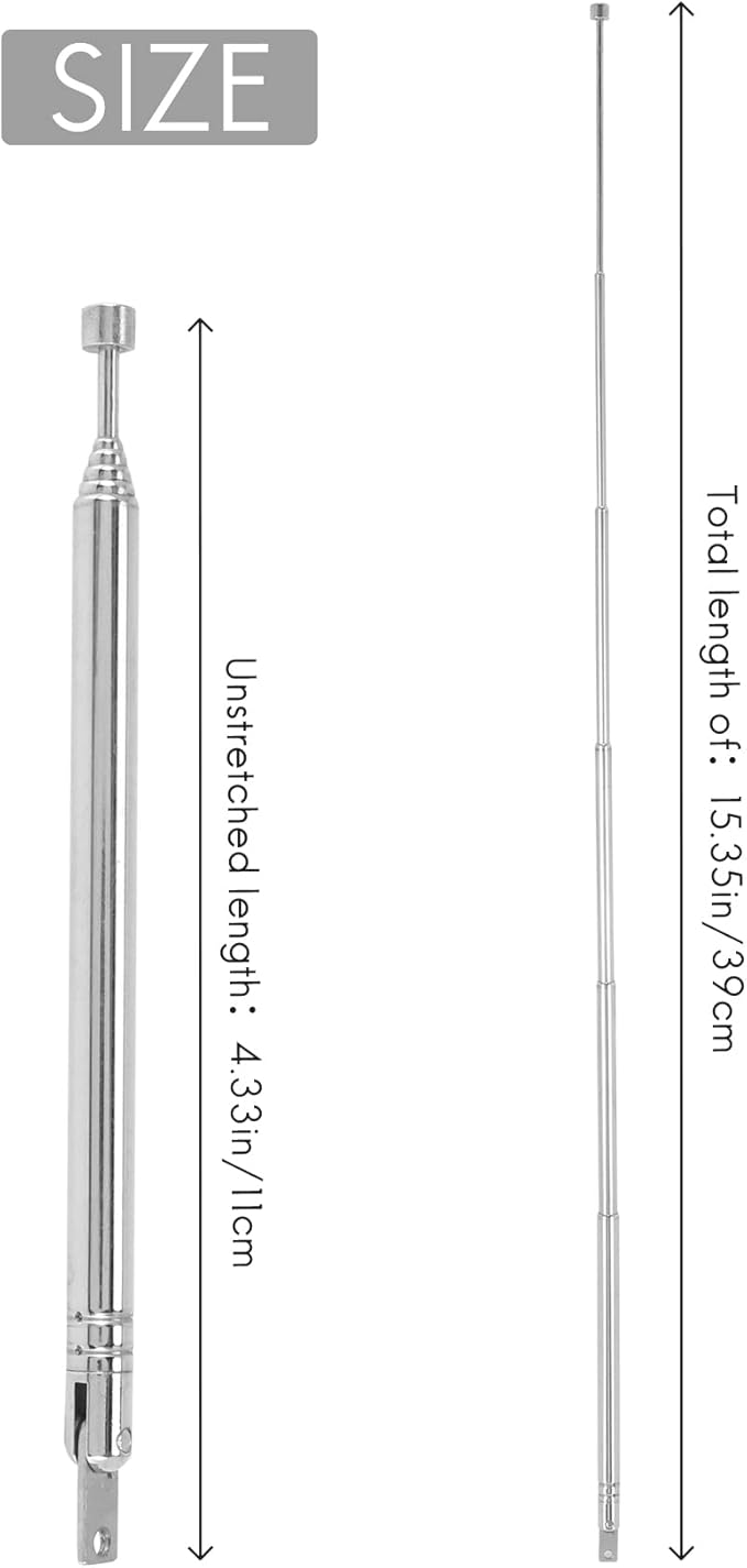 Replacement 39cm 6 Sections Telescopic Antenna Aerial for Radio TV