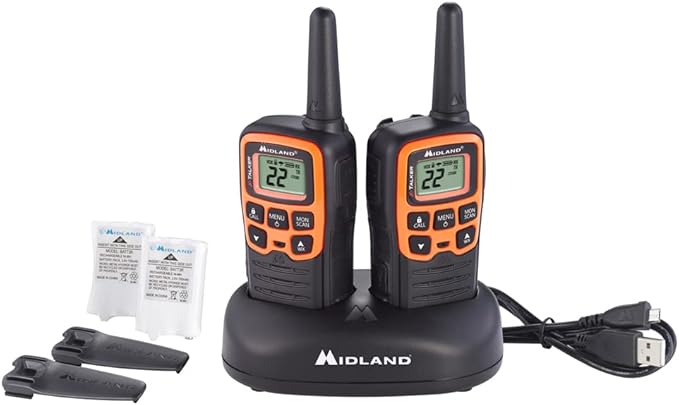 Midland T51VP3 22 Channel FRS Walkie Talkie - Up to 28 Mile Range Two-Way Radio - Orange/Black (Pack of 10)