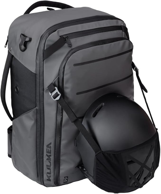 Käydä 36L Travel Backpack - Spacious Carry On Backpack with Detachable Travel Pouch, Magnetic Water Bottle Pocket, Passport and Laptop Pocket - Convertible Boot Bag for Snow Sports (Black/Gold)