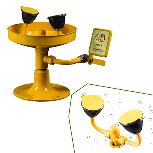 Huanyu Desktop Emergency Safety Unit Portable Eye Wash Device Emergency Response Equipment for Laboratory Factory Public Safety Facility BH35-1011: 304 + Yellow ABS