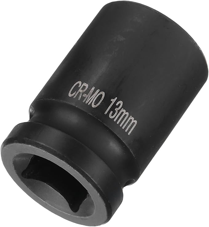 HARFINGTON 4 Point Square Socket 1/2" Drive 13mm Metric Square Impact Socket CR-MO Blackening Standard Wheel Sockets Pneumatic Socket Tool for Auto Repair Mechanical Maintenance Home Use