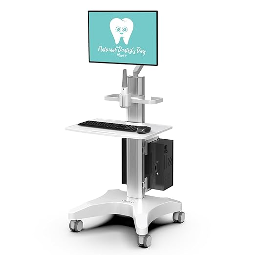 Medical Trolley Cart with Monitor Mount & Oral Scanner Holder – Height-Adjustable Mobile Workstation for Dental Clinics, Hospitals & Beauty Salons