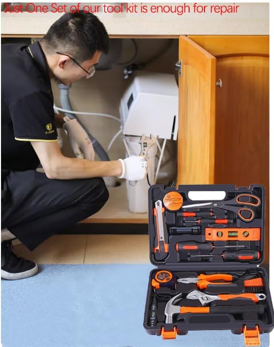 22-Piece Household Tool Box Set Mini Tool Set Basic Tool Kit for Home Suitable for Home Garage Office University Dormitory