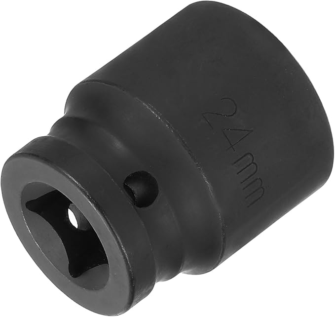 HARFINGTON 12-Point Impact Socket 1/2 Inch Drive 24mm Metric Cr-V Shallow Impact Socket Nut Driver Wrench for Auto Repair