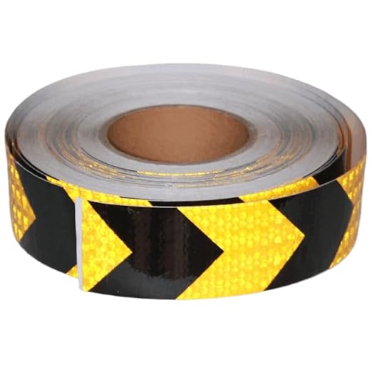 Reflective Tape Yellow Black 2 inch Wide for Cars, Outdoor Waterproof High Visibility Safety Warning Adhesive Strips (166 feet)