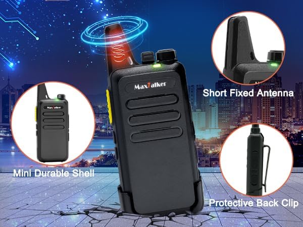 Radios Walkie Talkies Long Range: MaxTalker 12 Pack MT1 Portable FRS Two Way Radios Long Range with Earpiece VOX License-Free Rechargeable Walkie Talkies for Adults School Restaurant Business Hiking