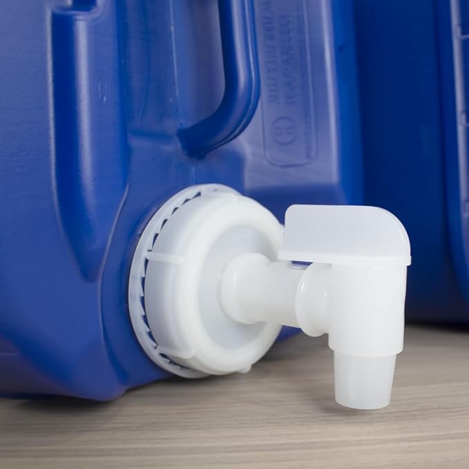 5-Gallon Stackable Water Storage Containers, Water Treatment,5 Gallons Each w/Lids + Spigot, Easy Fill, Survial Supply Emergency Water Storage for Disaster Preparedness, 40 Gallon (8 Tanks)