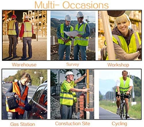 AIEOE Mesh Safety Vest Reflective Work Vest Industrial High Visibility Vest Lightweight Traffic Vest Construction Comfortable Vest Emergency Bright Vest Neon Blue 5PCS