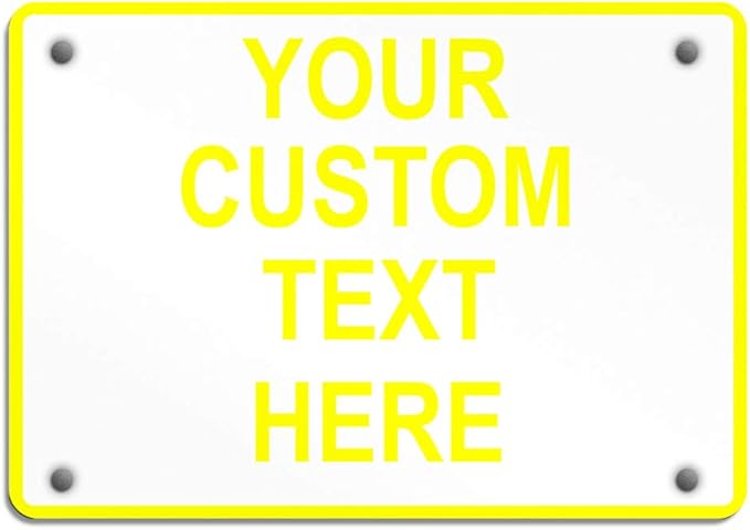 Aluminum Weatherproof Metal Sign Multiple Sizes Custom Personalized Text Here White Yellow Caution Horizontal Street Signs 10x7Inches
