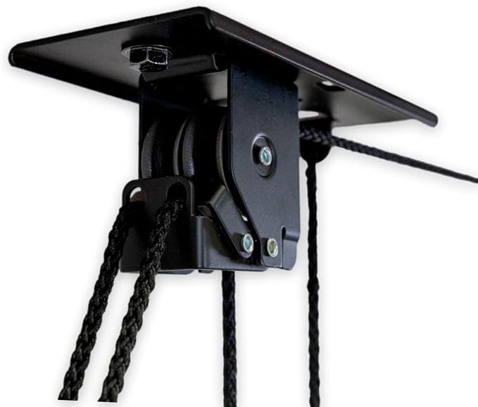 StoreYourBoard Cargo Box Pulley System – Heavy-Duty Garage Hoist Lift for Rooftop Carriers – Garage Storage & Garage Organization Ceiling Hoist with Pulley – Holds 150 lbs - Fits 10-14 ft Ceilings