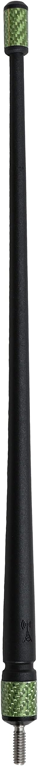 Votex - The Spartan - 13 3/4 Inch Rubber Antenna fits Ford F-150 | F-250 | F-350 | F-450 | F-550 - USA Stainless Steel Threading - Green Carbon Fiber Trim - Tuned Internal Copper Coil