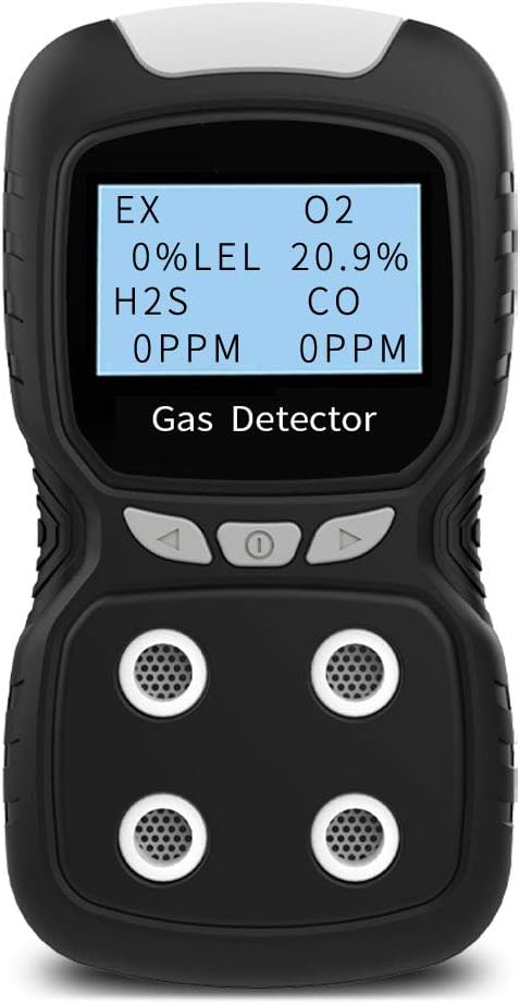 Portable Gas Detector, Gas Clip 4 Gas Monitor Meter Tester Analyzer, Rechargeable LCD Display Sound Light Shock Air Quality Tester, 2 Year Detector…