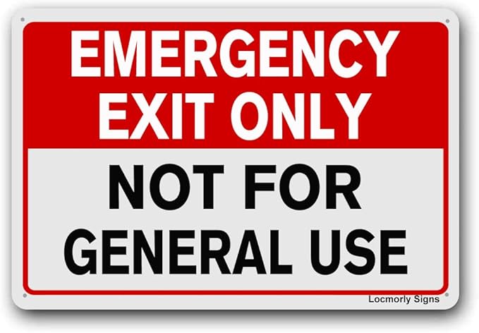 Emergency Exit Only Not for General Use Sign, 8x12 Inch, No Trespassing Aluminum Sign
