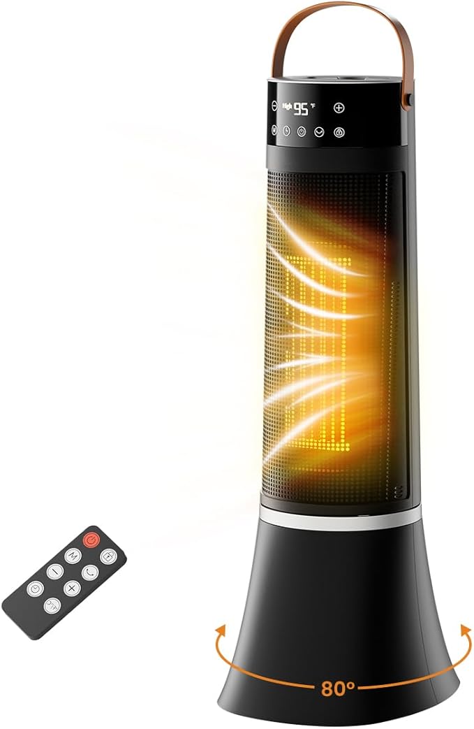 Space Heaters for indoor use large room, 24" 12ft/s Electric Heater with Remote, 1500W Electric Heaters with 75°Oscillation, 1-12H Timer, PTC Electric Heater for Large Room, Bedroom Home Office