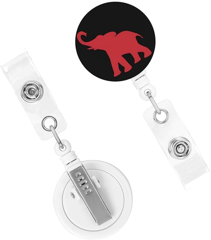Red Elephant Badge Reels Retractable Badge Holder with Clip for Id Name Tag Office Worker Student Teacher Nurse Doctor